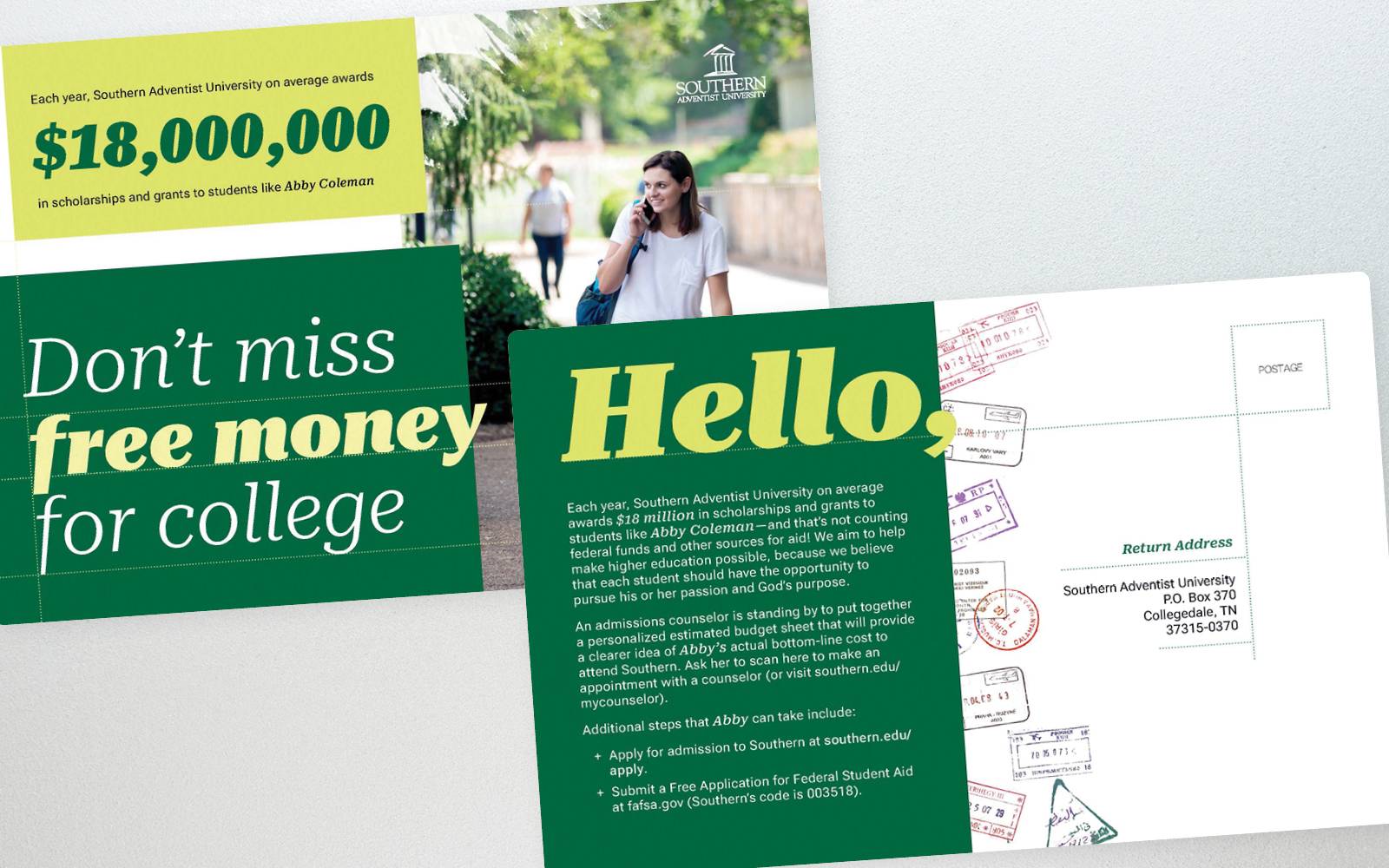 Direct mail cards, four variants